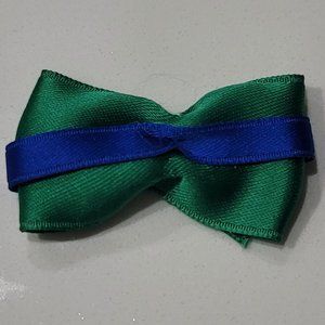 Bow, ribbon (alsopet child) Kelly green and deep blue satin handmade